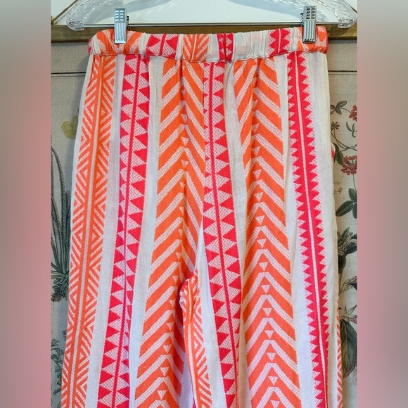 NWT Anthropologie Farm Rio Geometric Floral Embroidered Striped Pants Pink XS - Picture 8 of 16